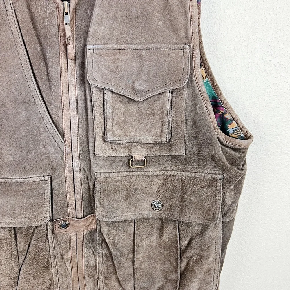 Vintage 1871 Brown Leather Cowboy Western Vest Sz Medium - Picture 5 of 11